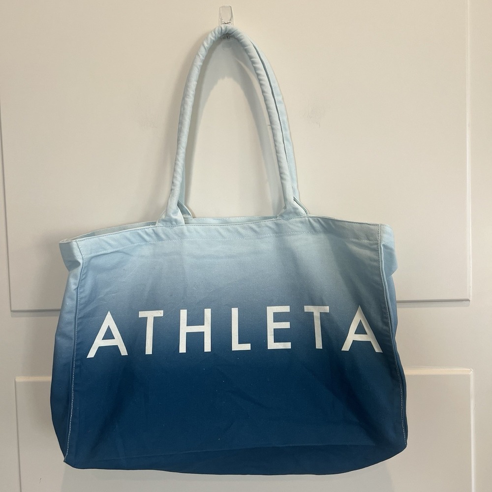 Athleta Large Blue Ombre Beach Gym‎ School Canvas Tote Bag | EUC | One Size